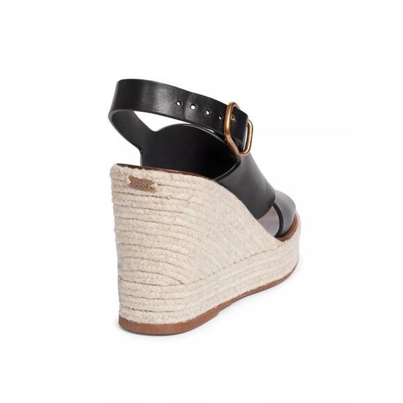 Chloe Black Espadrille Wedge Sandals - Picture 6 of 6